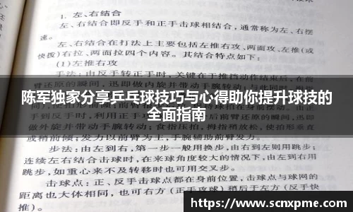 陈军独家分享乒乓球技巧与心得助你提升球技的全面指南